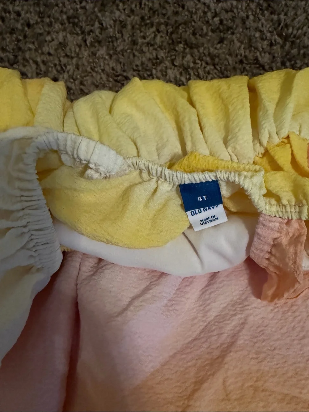 Old Navy Yellow & Pink Ombre Ruffle-Shoulder Dress